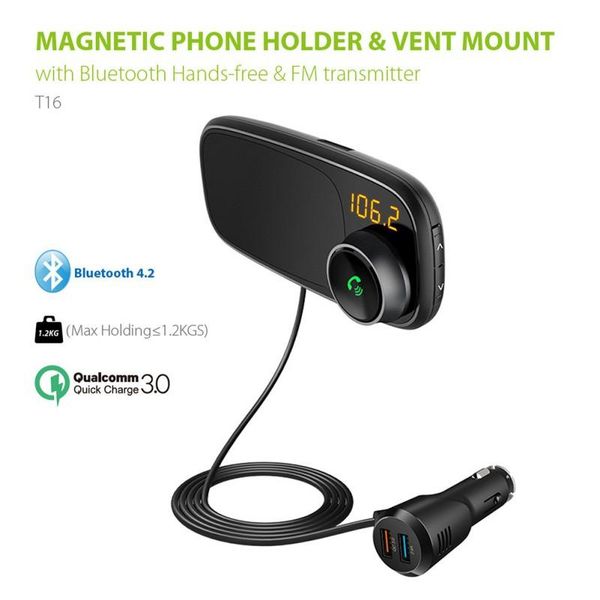 

car mp3 player magnetic suction bracket qc3.0 quick charge support tf card with dual bluetooth integrated circuit scheme & mp4 players