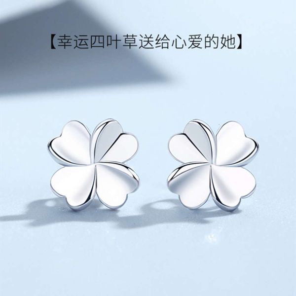 

clover pure silver 999 small simple temperament new fashion earrings in 2021 sleep free, Black