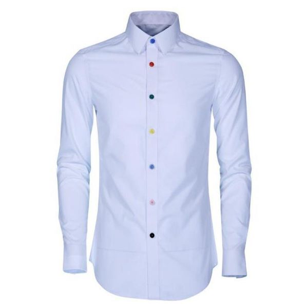 

men's casual shirts luxury men shirt 100% cotton solid color long sleeve colorized botton mens slim fit, White;black