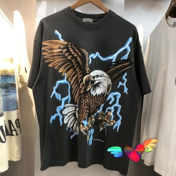 

men's t-shirts 2021 oversize eagle t-shirt men women hawk graphic logo print tee vintage wash short sleeve, White;black