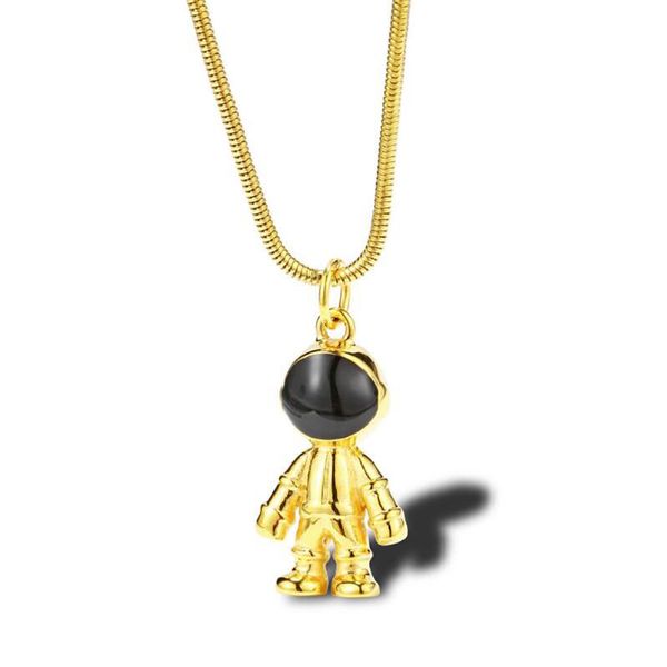 

chains stainless steel gold astronaut space universe hip hop pendant necklace jewelry with snake chain gift for him, Silver
