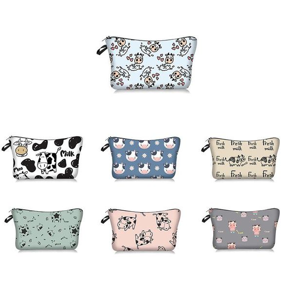 

cosmetic bags & cases 2021 cartoon cow series bag hand wash women clutch