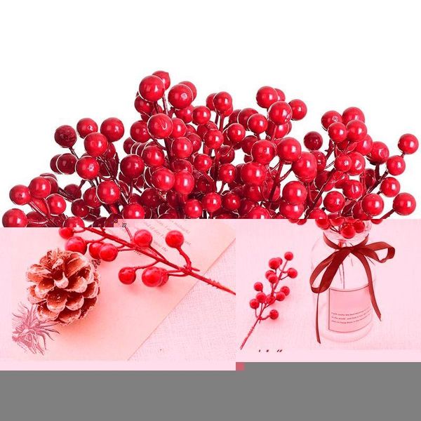 

pack 8inch artificial christmas red berries stems for tree ornaments,diy xmas wreath,holiday and home decor party decoration