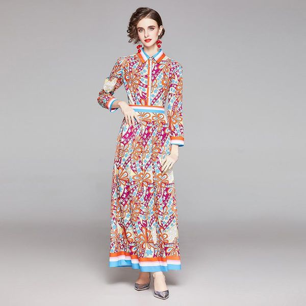 

casual dresses foreign trade fashion french women's clothing spot european and american all-match waist positioning printed dress, Black;gray