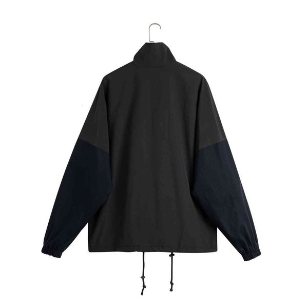 

men's jackets 20ss retro sports men jackets stand collar stitching contrast oversized hardware zipper windproof oxford fabric loose usa, Black;brown