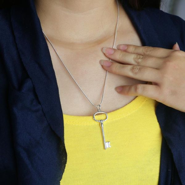 

pendant necklaces silver plated key charm women color clavicle chain necklace birthday gift jewelry colar de prata