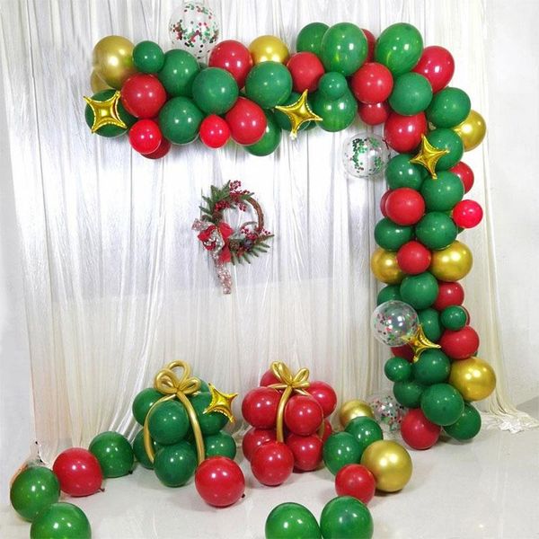 

party decoration foil helium balloons home supplies christmas multicolor green red ornament confetti balloon set