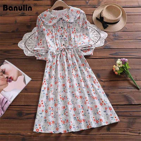 

banulin autumn winter women floral sweet dress mori girl corduroy elegant female vestidos long sleeve casual loose mini 210603, Black;gray