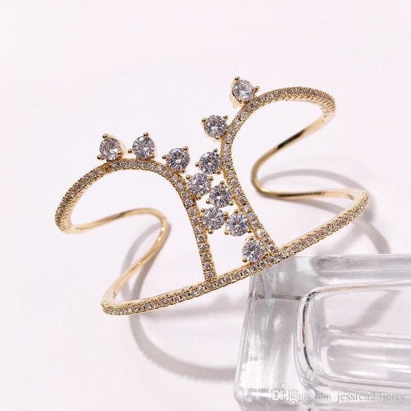 

luxury jewelry fashion gold plated bangle full rhinestone bracelets for women the gift, Black