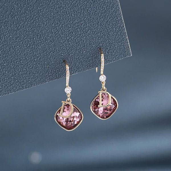 

hook earrings zircon temperament geometric crystal fashion letter ear rings jewelry hooks short earring dangle & chandelier, Silver