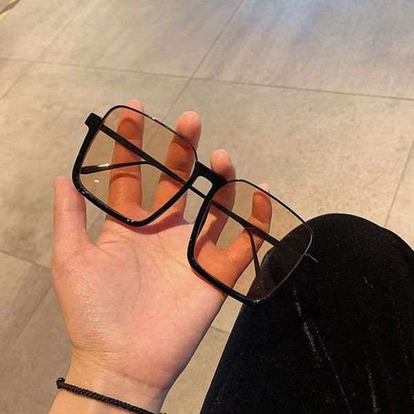 

red net sunglasses fashion street p sunglasses metal half frame flat lens anti blue light glasses tide, Black