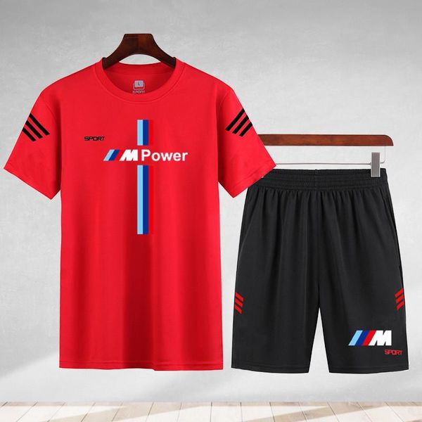 

men's tracksuits 2021 summer t-shirt set 2-piece sportswear suit basketball sports fitness printed short sleeve +, Gray