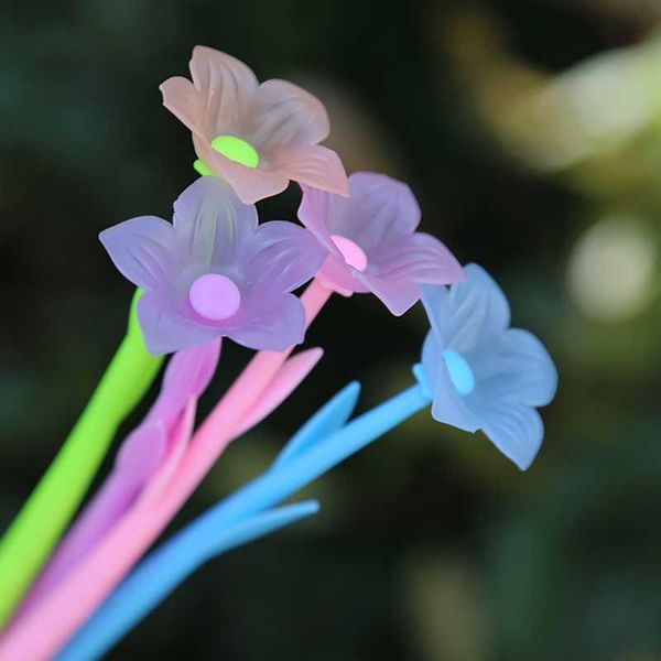 

gel pens 4pc kawaii daffodil discoloration pen creative korean stationery cute rose silicone student exam writing signature