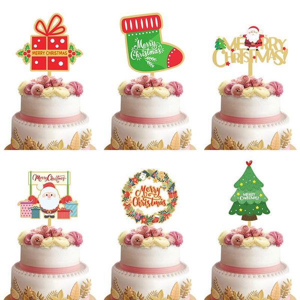 

other festive & party supplies 2021 colour acrylic merry christmas cake ers gold santa claus xmas cupcake er for kids decorations