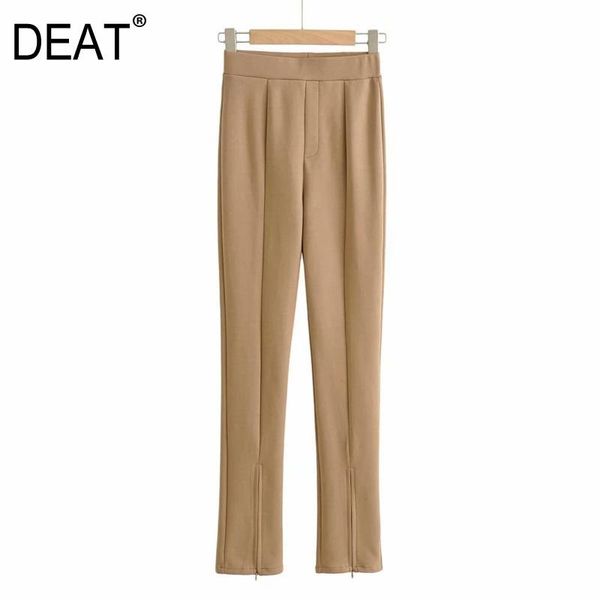 

[deat] 2021 spring autumn fashion high waist solid color elasticity loose casual simple style women pencil pants 13a953 women's & capri, Black;white