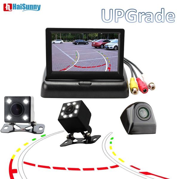

car video haisunny monitor foldable with dynamic trajectory reverse back up camera 4.3 inch for auto parking system