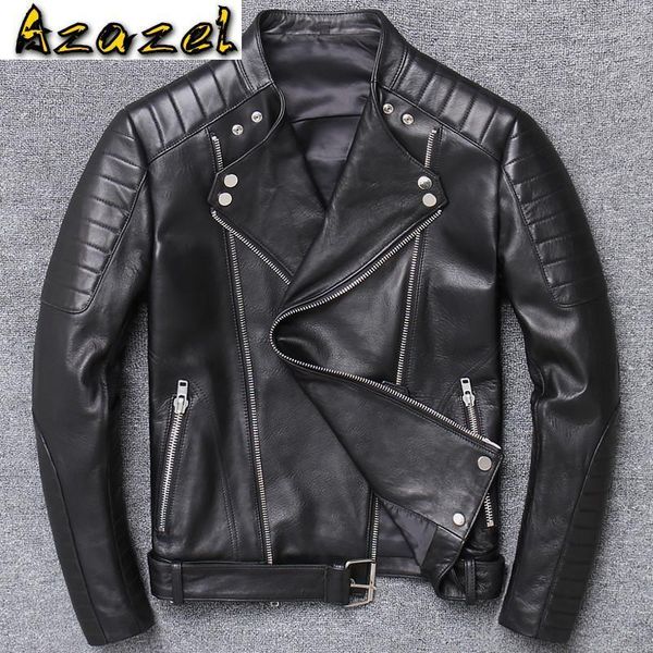 

oversized biker mens real leather jacket and coat us style plus size xxxl man's sheepskin coats automotive jacketa winter a785, Black