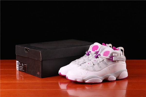 

genuine jumpman 6th generation female high state basketball shoes white pink color matching sneakers size 35 --- 45