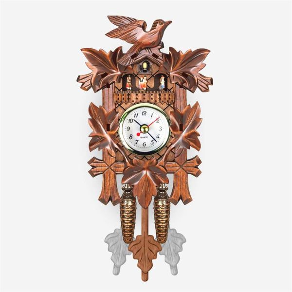 

wall clocks creative european vintage home bird cuckoo pendulum clock wood decorative diy living room hanging 115x225x50mm