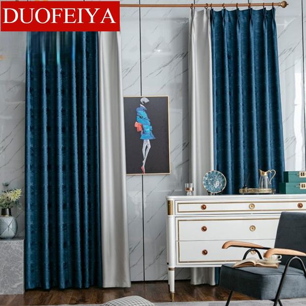 

curtain & drapes nordic high-end pure color jacquard stitching blackout curtains for living room and bedroom floor-to-ceiling windows