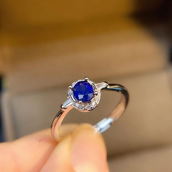 

wedding rings exquisite silver adjustable size inlay oval blue cubic zircon fashion minimalism jewelry for women engagement, Slivery;golden