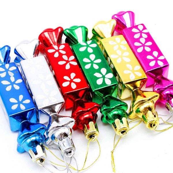 

decorations 11cm candy shape christmas ball set pendant electroplated plastic window display props