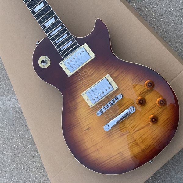 

classical aaaaa quilted maple green circle yellow sunburst guitar gold hardware