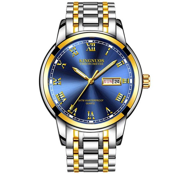 

wristwatches 2021 fashion blue men watches quartz watch waterproof wrist man stainless steel date clock male, Slivery;brown