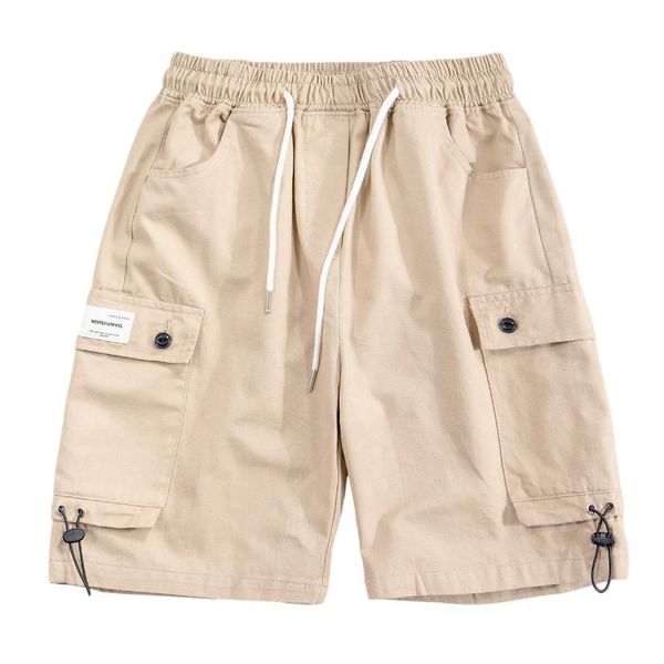 

men's shorts cargo streetwear multi pocket harajuku hip hop summer fashion casual loose knee length elastic waist short pants, White;black
