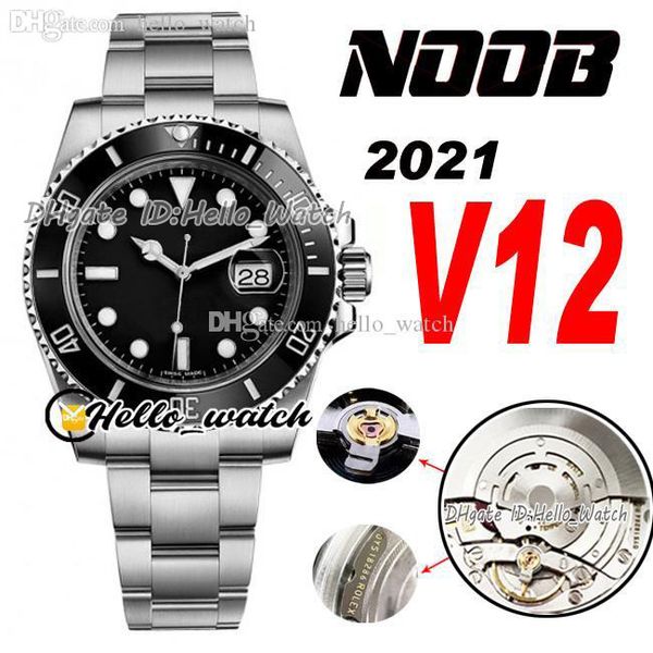 

2021 n v12 116610 sa3135 automatic mens watch black ceramics bezel and dial 904l steel bracelet ultimate super edition (correct shock absorb, Slivery;brown