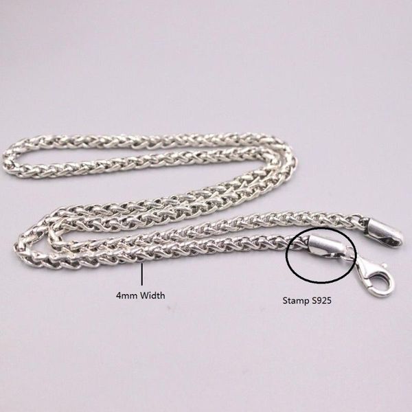 

chains authentic 925 sterling silver 4mm wheat link chain necklace 20" 24" available stamp s925