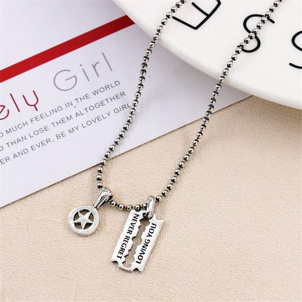 

pendant necklaces 2021 metal letters love you blade shape tennis chain chokers necklace star bead tibetan silver women hip hop jewelry