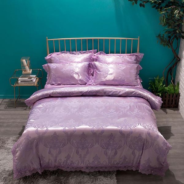 

bedding sets european noble  king 1.8 bed jacquard cotton set duvet cover pillowcase flat sheet bedspreads home el bedclothes