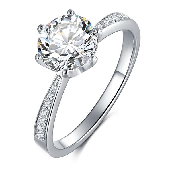 

classic 100% 925 sterling silver real 2 s d color moissanite engagement rings for women anniversary gift fine jewelry cluster, Golden;silver