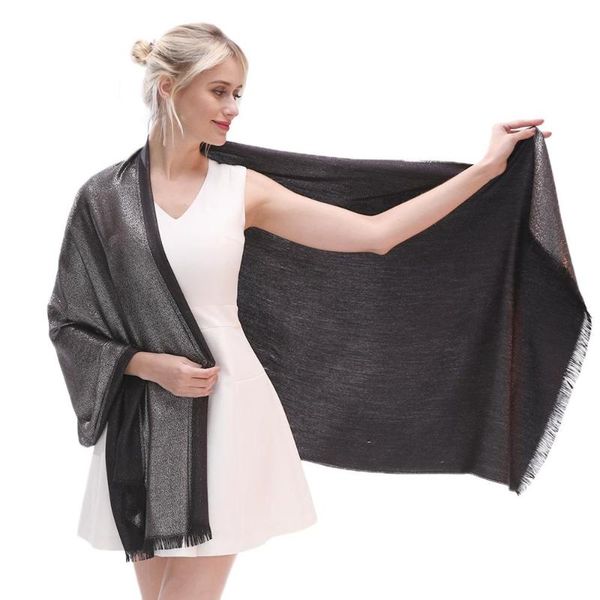 

scarves autumn and winter style double-sided gold silver fringed ladies scarf monochrome malaysian shawl, Blue;gray