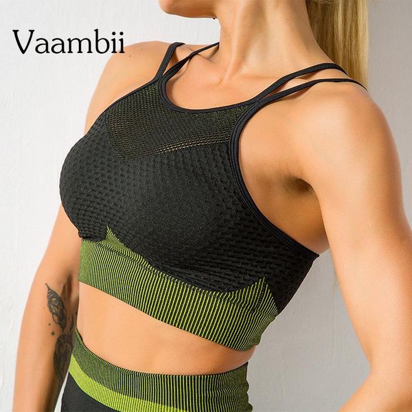 

criss cross seamless sports bra woman backless padded strappy mesh jogging running active sportswear training workout wear gym clothing, White;black
