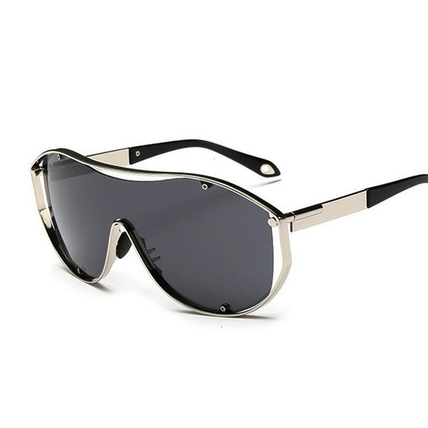 

sunglasses fashion brand oversized men celebrity hip hop metals frame large sunglasses uv400 male retro stylish goggle, White;black