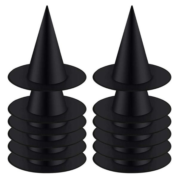 

12pcs wizard hat black ditaf halloween witch clothing accessories party decorations hats
