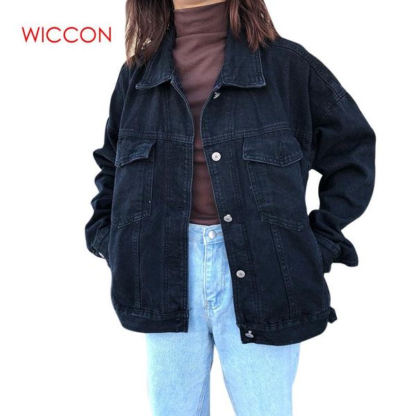 

women's jackets casual black denim jacket 2021 women korean loose pocket coat female cowboy winter jean outwear jaquetas, Black;brown