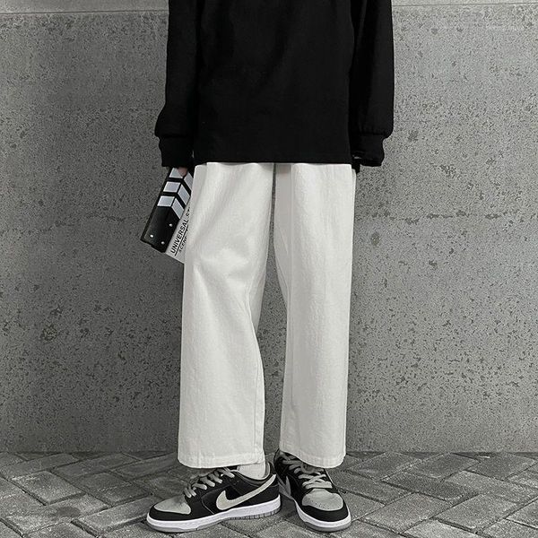 

cotton wide-leg pants men's fashion black white casual men streetwear korean loose straight-leg mens trousers s-xl