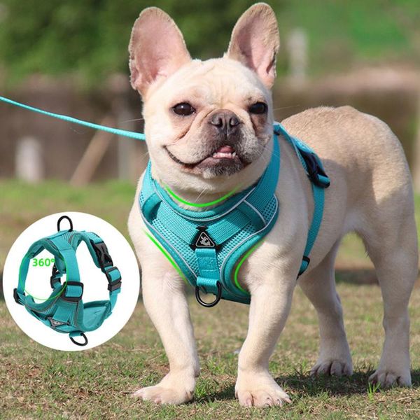 

dog collars & leashes no pull harness choke pet puppy reflective adjustable soft padded vest leash for small medium dogs