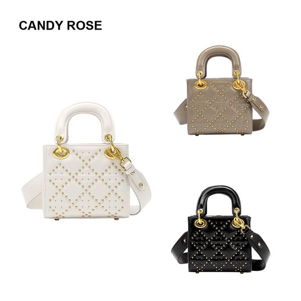 

luxury ladies wallet shoulder bags candyrose rivet small square bag portable mini high-quality leather crossbody clutch