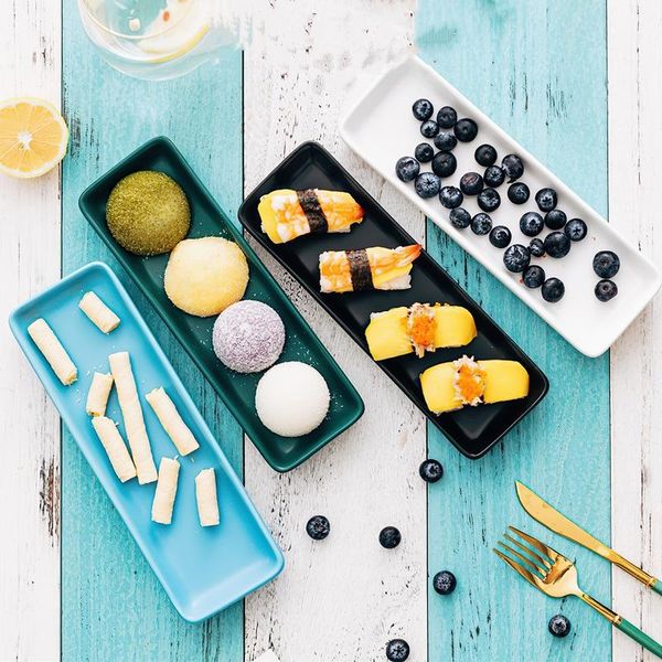 

ceramic tray nordic colorful rectangular western snack plate multi-function storage home kitchen supplies & organization