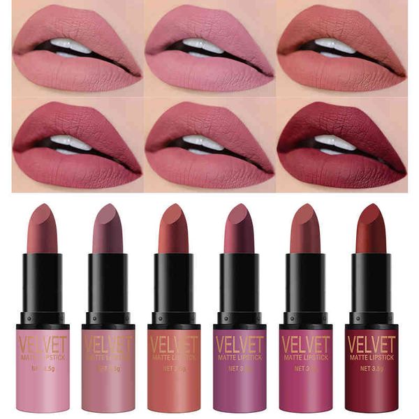 

6pcs/set matte set velvet texture waterproof sweatproof intense long lasting non-stick cup lipstick gift box tslm1