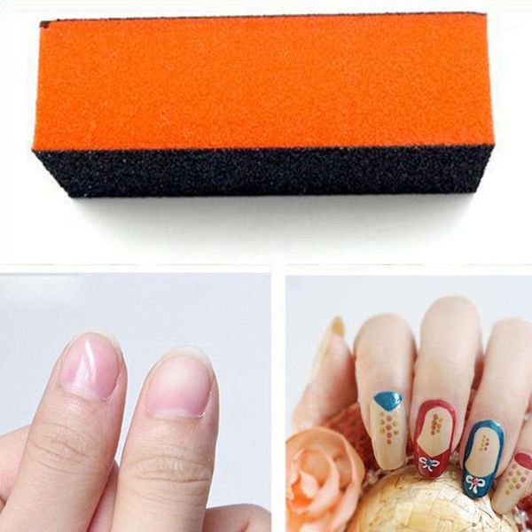 

2pcs orange three-sided pedicure sanding tips tofu block polish sponge nail buffing filing blocks1