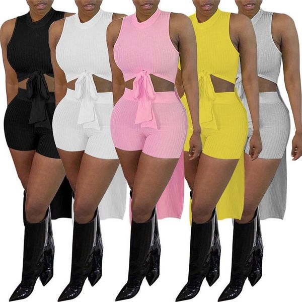 

women's tracksuits yeya joggers fitness women sets off shoulder o neck lace up tanks and high elasticity short pants casual, Gray