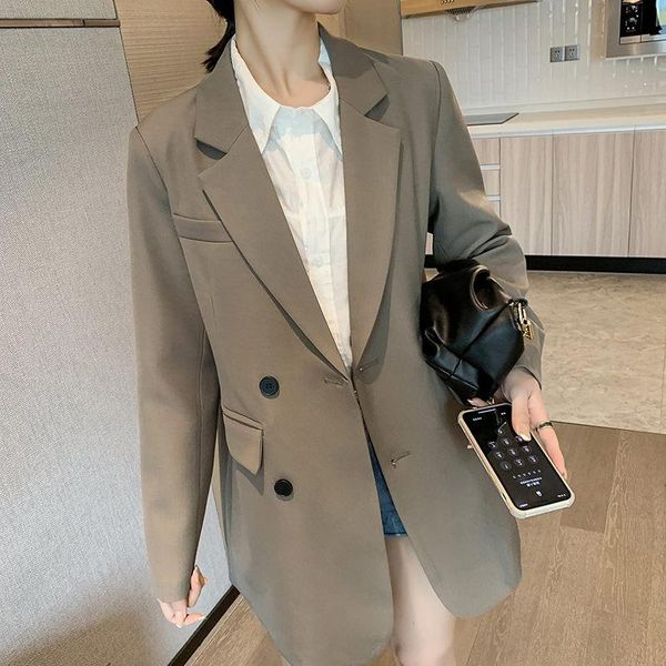 

women's suits & blazers jackets and suit for women autumn 2021 loose casual coffee black office blazer jacket female oversize e331, White;black
