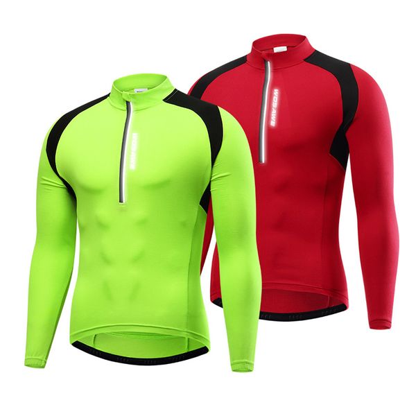 

men's half zipper cycling shirts jerseys breathable long sleeves road mtb bike ventilation riding bicycle jacket clothings, Black