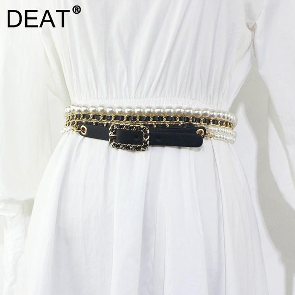 

belts deat pearl metal chain black apricot irregular wide belt personality women fashion tide all-match spring autumn 2021 11d5861, Black;brown
