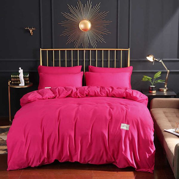 

home textile straight solid color matte four piece set home bed sheet quilt cover pillow cover bedding